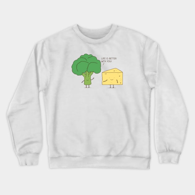 Broccoli and cheese Crewneck Sweatshirt by milkyprint